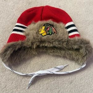 Chicago Blackhawks Reebok Winter Adult Hat with Faux Fur Trim